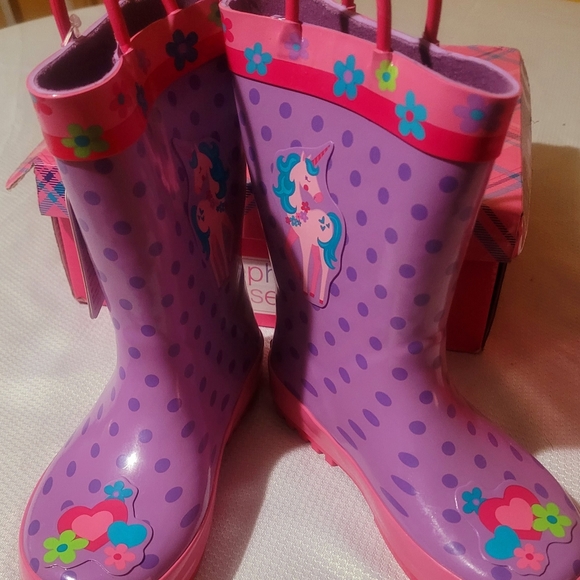 Stephen Joseph Unicorn Rainboots Size 12 - Picture 3 of 4